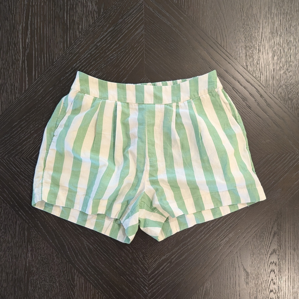 Pact Women's Jade Stripe Canopy Linen Blend Pleated Short L